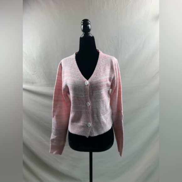 Soft Pink V Neck Button Front Cardigan - Picture 6 of 9